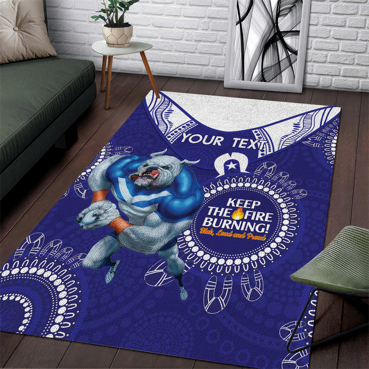 Custom NRL Bulldogs NAIDOC Week Area Rug Keep The Fire Burning Indigenous Art - Vibe Hoodie Shop