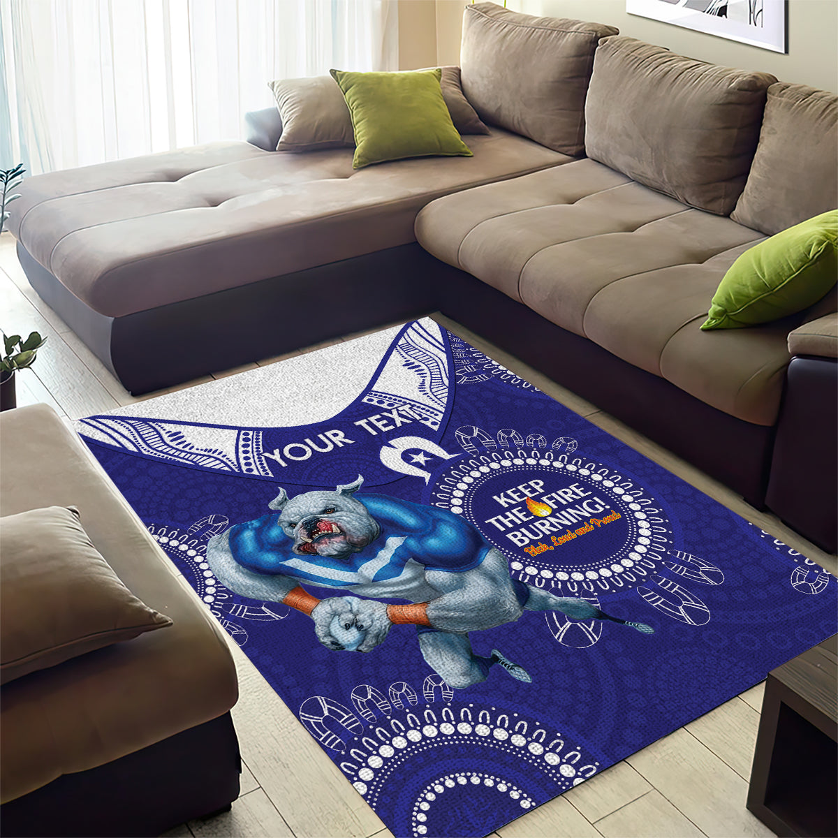 Custom NRL Bulldogs NAIDOC Week Area Rug Keep The Fire Burning Indigenous Art - Vibe Hoodie Shop