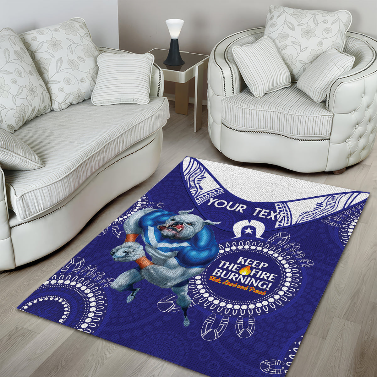 Custom NRL Bulldogs NAIDOC Week Area Rug Keep The Fire Burning Indigenous Art - Vibe Hoodie Shop