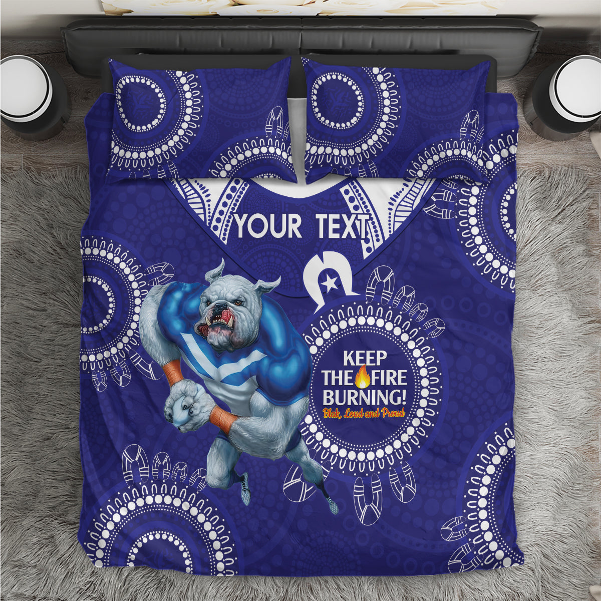Custom NRL Bulldogs NAIDOC Week Bedding Set Keep The Fire Burning Indigenous Art - Vibe Hoodie Shop