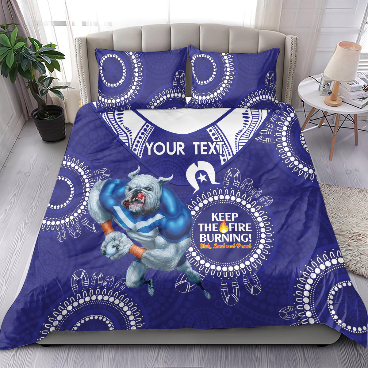 Custom NRL Bulldogs NAIDOC Week Bedding Set Keep The Fire Burning Indigenous Art - Vibe Hoodie Shop