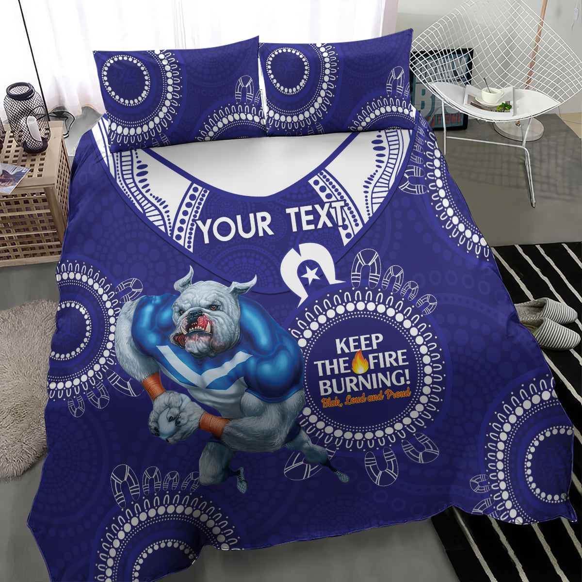 Custom NRL Bulldogs NAIDOC Week Bedding Set Keep The Fire Burning Indigenous Art - Vibe Hoodie Shop