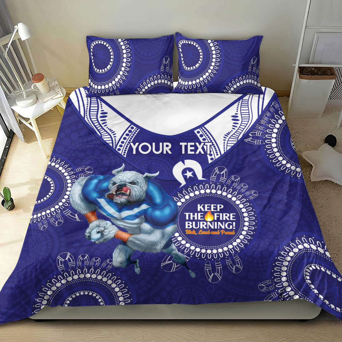 Custom NRL Bulldogs NAIDOC Week Bedding Set Keep The Fire Burning Indigenous Art - Vibe Hoodie Shop