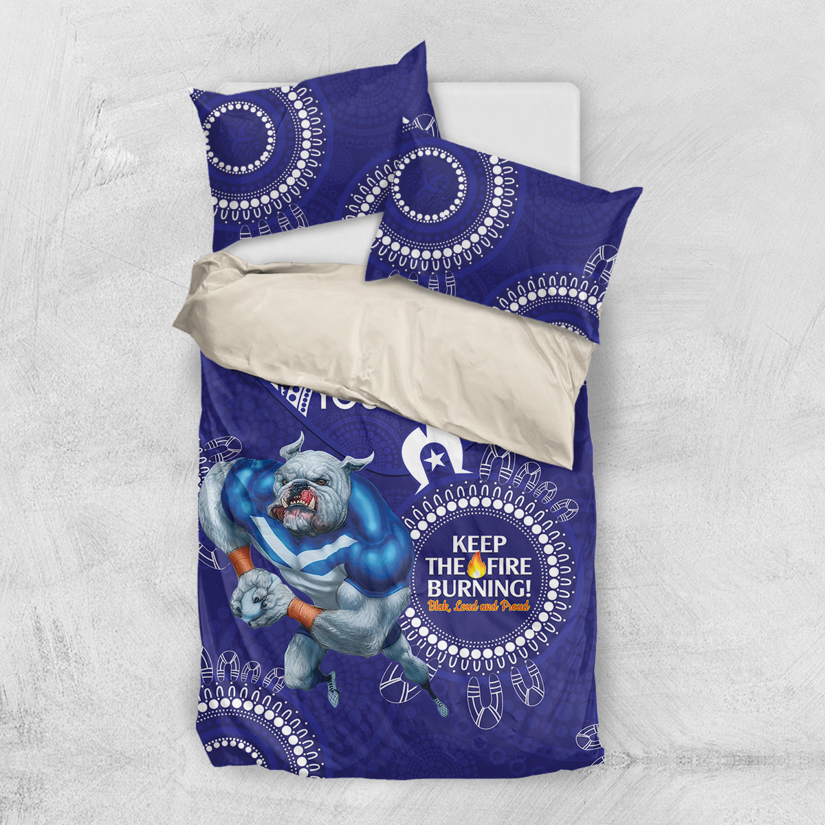 Custom NRL Bulldogs NAIDOC Week Bedding Set Keep The Fire Burning Indigenous Art - Vibe Hoodie Shop