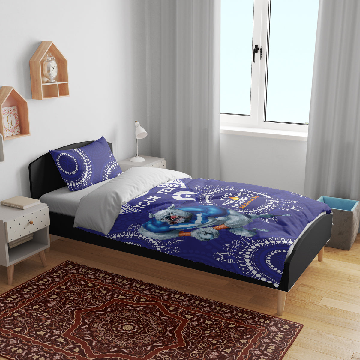 Custom NRL Bulldogs NAIDOC Week Bedding Set Keep The Fire Burning Indigenous Art - Vibe Hoodie Shop