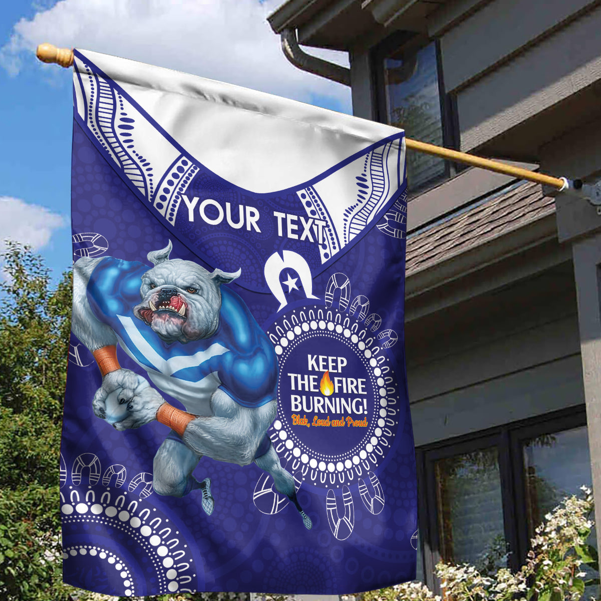 Custom NRL Bulldogs NAIDOC Week Garden Flag Keep The Fire Burning Indigenous Art - Vibe Hoodie Shop