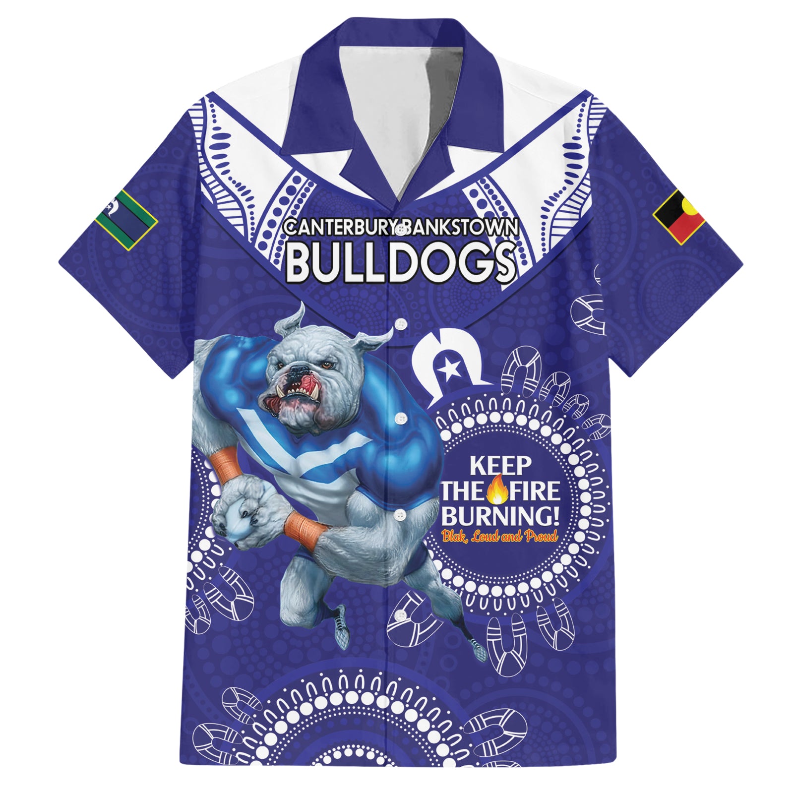 Custom NRL Bulldogs NAIDOC Week Hawaiian Shirt Keep The Fire Burning Indigenous Art - Vibe Hoodie Shop