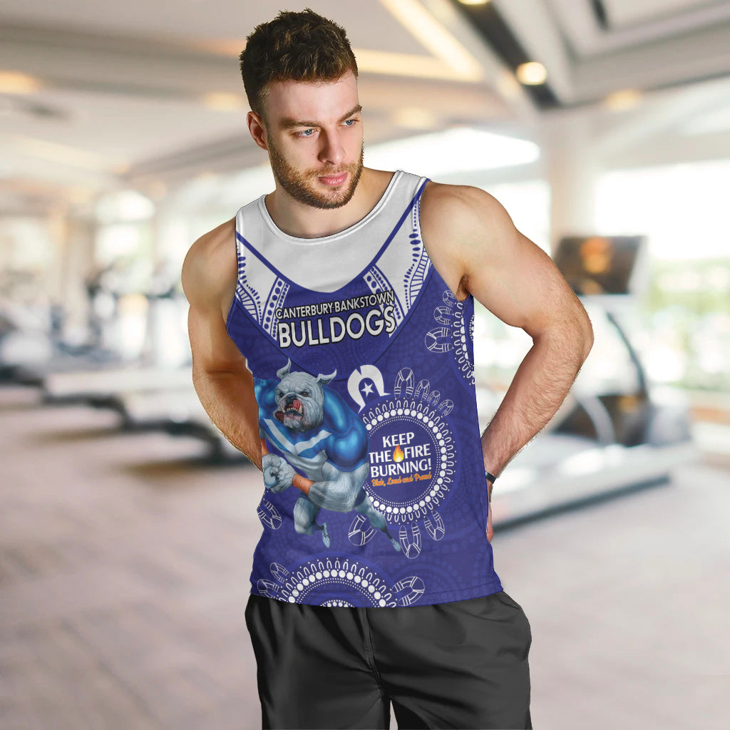 Custom NRL Bulldogs NAIDOC Week Men Tank Top Keep The Fire Burning Indigenous Art - Vibe Hoodie Shop