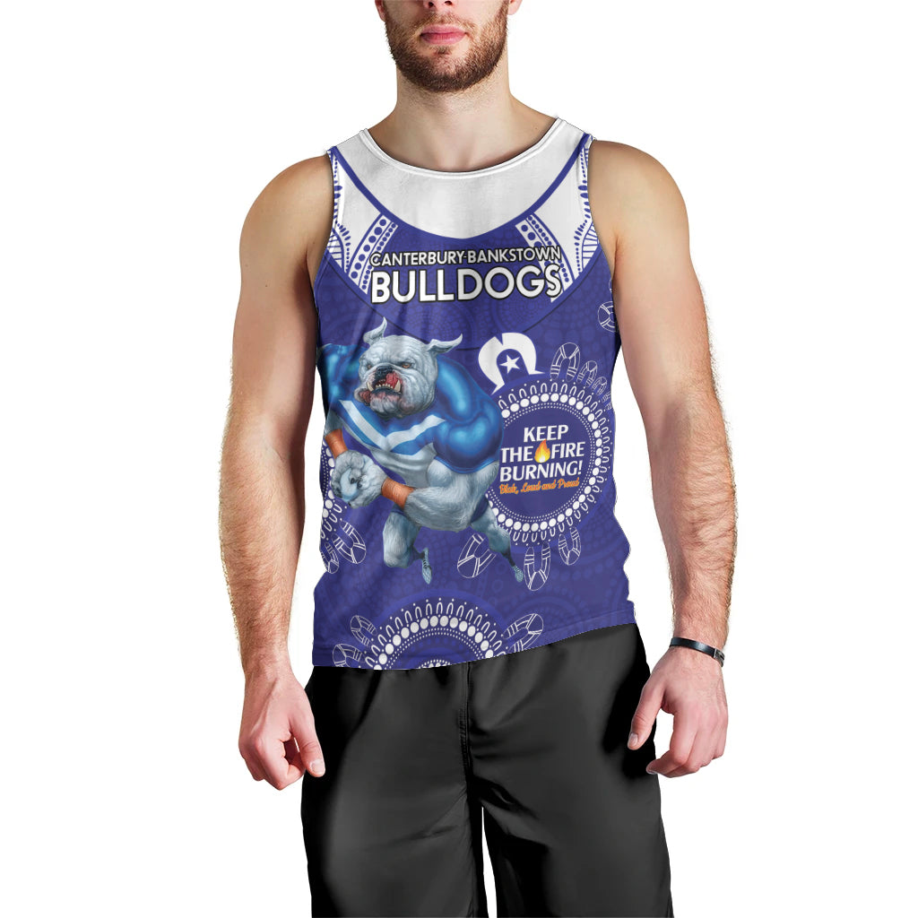 Custom NRL Bulldogs NAIDOC Week Men Tank Top Keep The Fire Burning Indigenous Art - Vibe Hoodie Shop