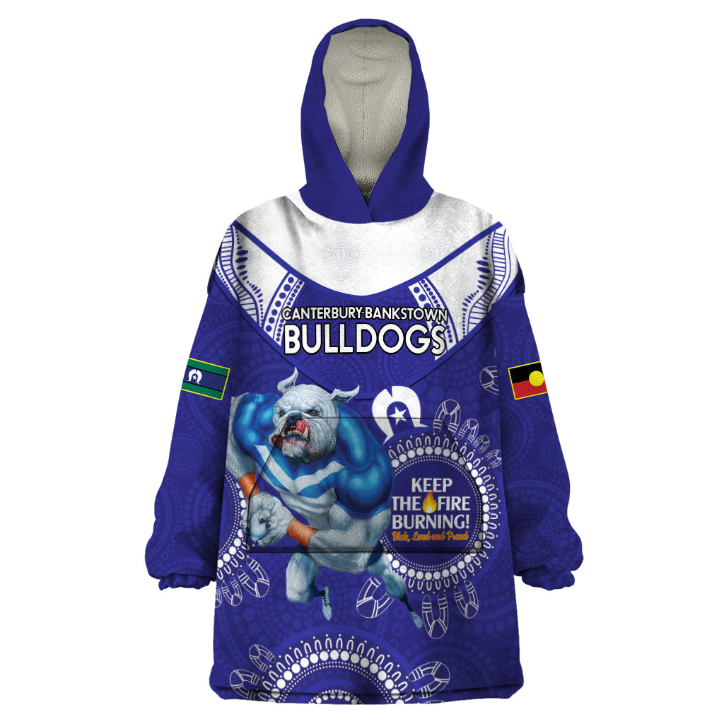 Custom NRL Bulldogs NAIDOC Week Wearable Blanket Hoodie Keep The Fire Burning Indigenous Art - Vibe Hoodie Shop