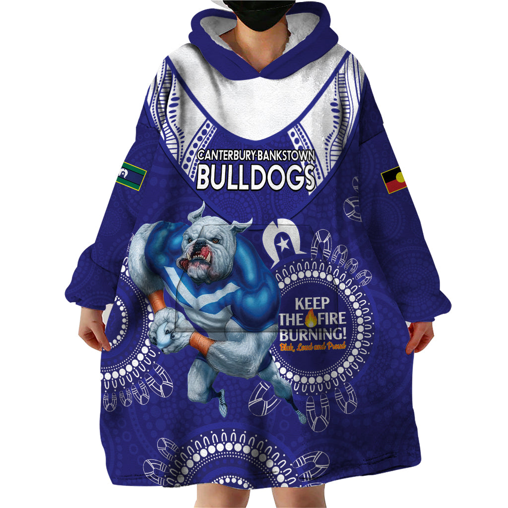 Custom NRL Bulldogs NAIDOC Week Wearable Blanket Hoodie Keep The Fire Burning Indigenous Art - Vibe Hoodie Shop