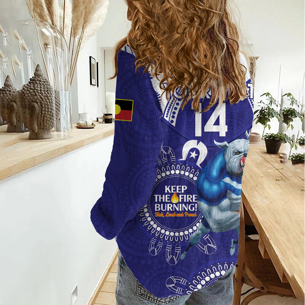 Custom NRL Bulldogs NAIDOC Week Women Casual Shirt Keep The Fire Burning Indigenous Art - Vibe Hoodie Shop