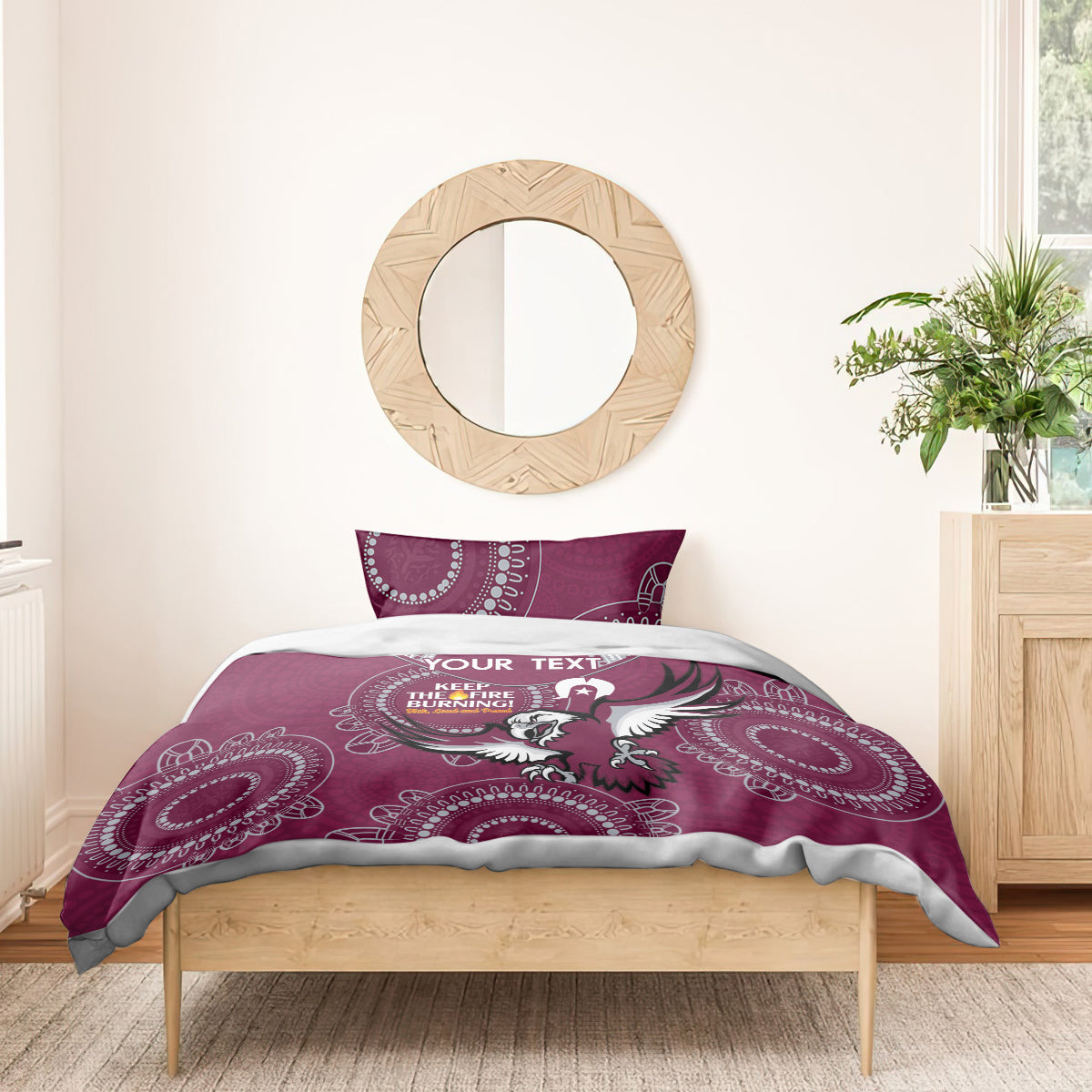 Custom NRL Sea Eagles NAIDOC Week Bedding Set Keep The Fire Burning Indigenous Art - Vibe Hoodie Shop
