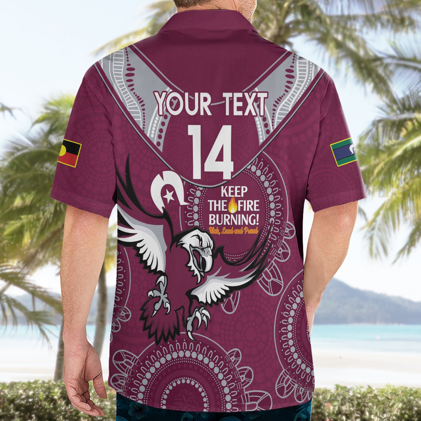 Custom NRL Sea Eagles NAIDOC Week Hawaiian Shirt Keep The Fire Burning Indigenous Art - Vibe Hoodie Shop