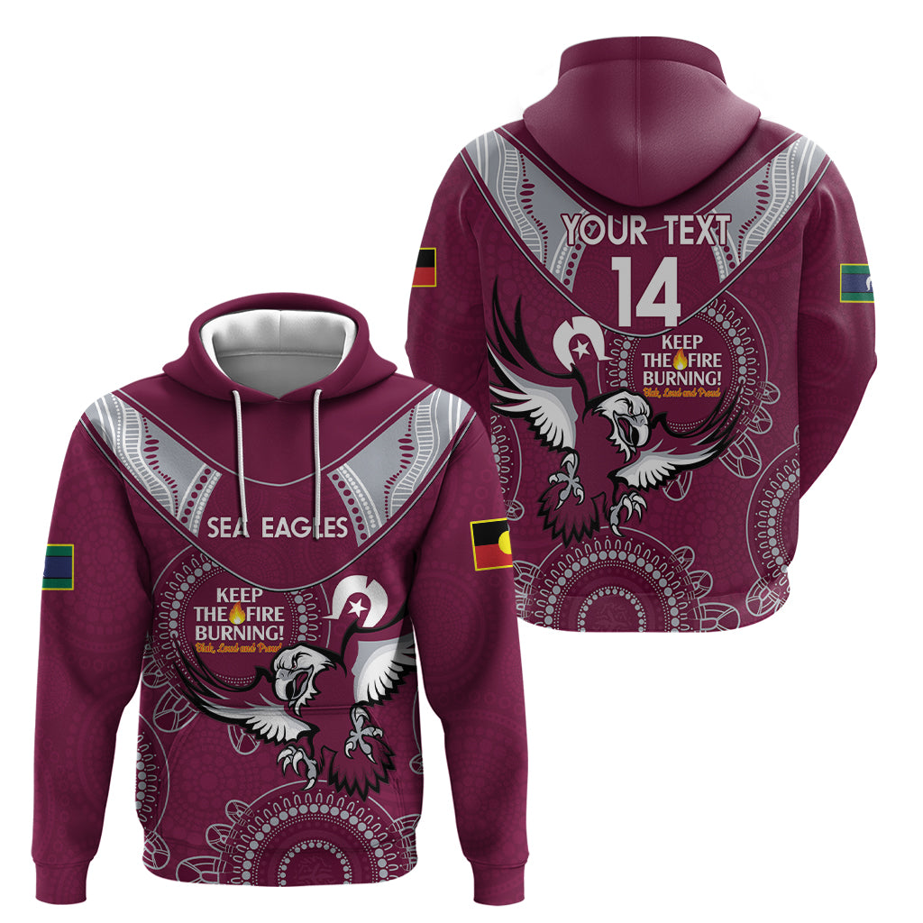 Custom NRL Sea Eagles NAIDOC Week Hoodie Keep The Fire Burning Indigenous Art - Vibe Hoodie Shop