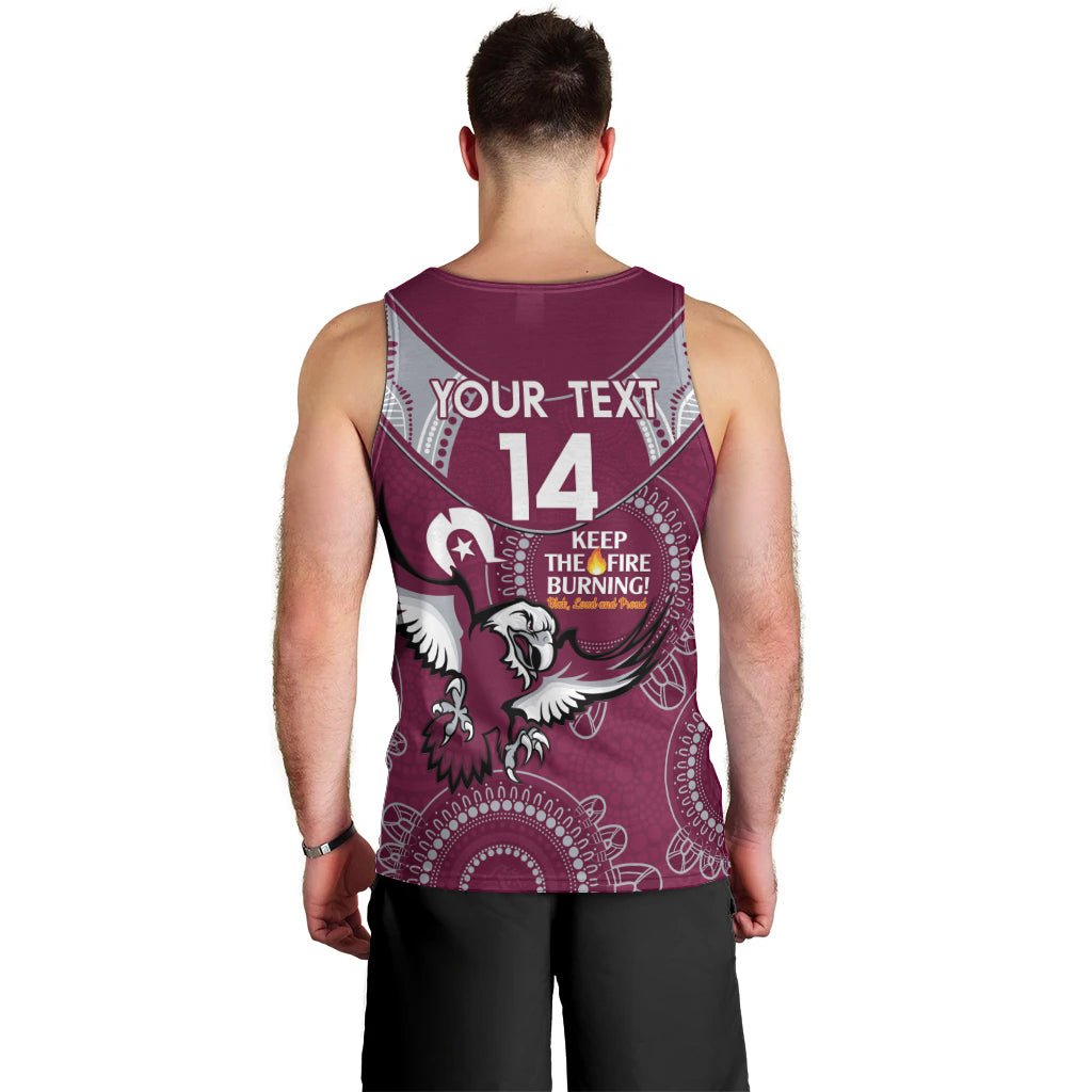 Custom NRL Sea Eagles NAIDOC Week Men Tank Top Keep The Fire Burning Indigenous Art - Vibe Hoodie Shop