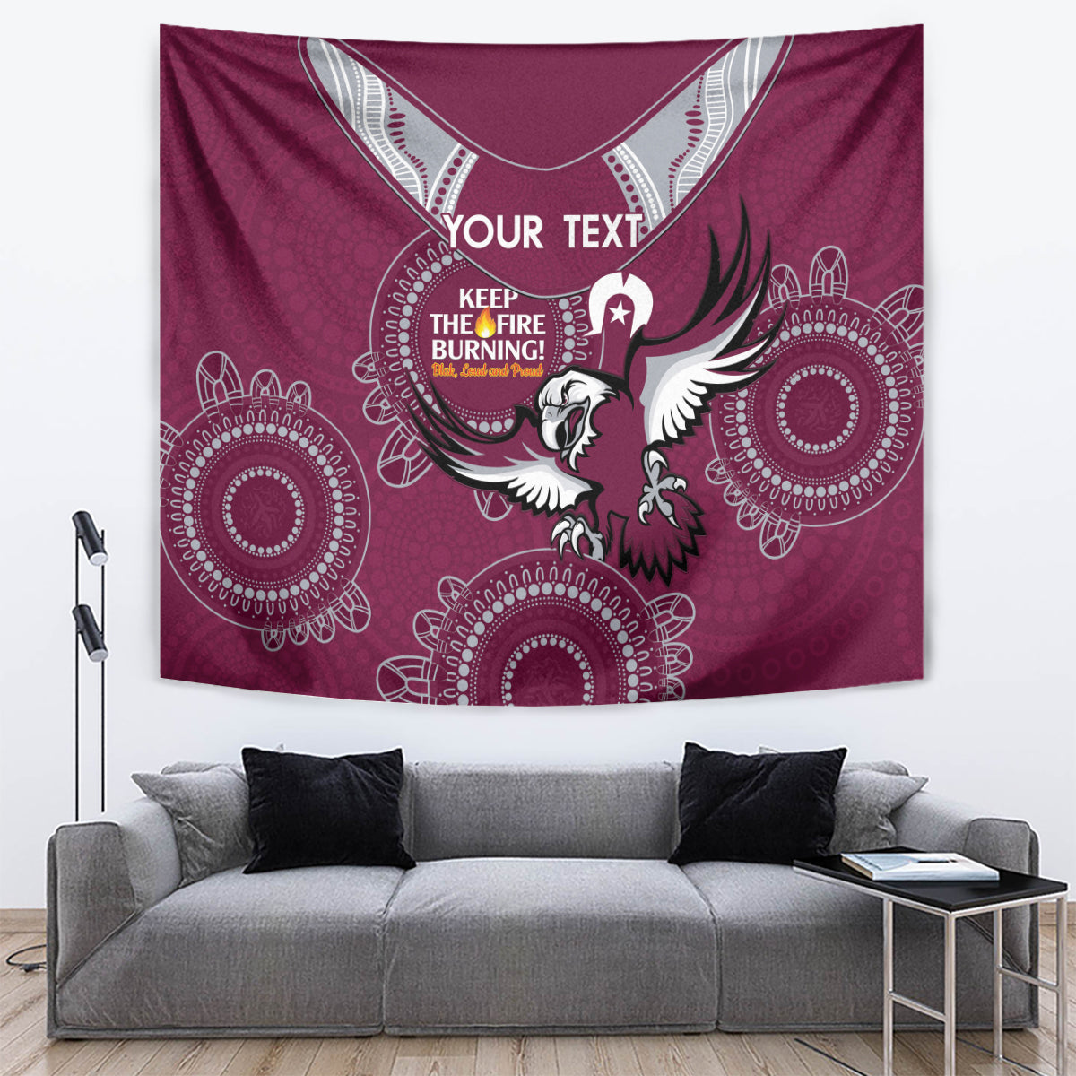 Custom NRL Sea Eagles NAIDOC Week Tapestry Keep The Fire Burning Indigenous Art - Vibe Hoodie Shop