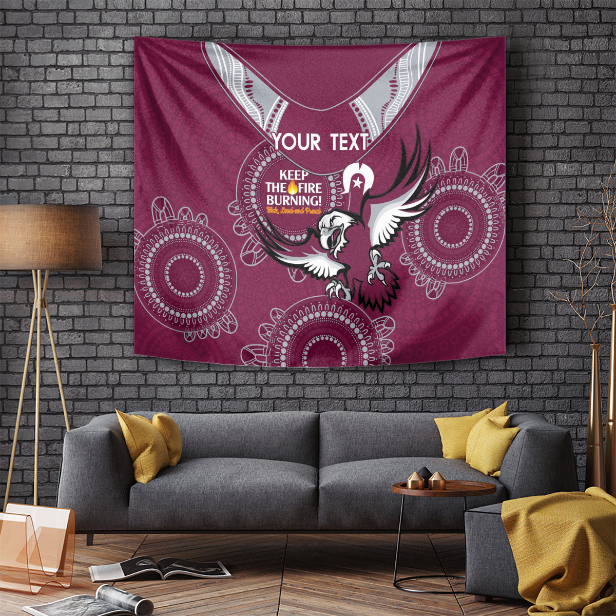 Custom NRL Sea Eagles NAIDOC Week Tapestry Keep The Fire Burning Indigenous Art - Vibe Hoodie Shop