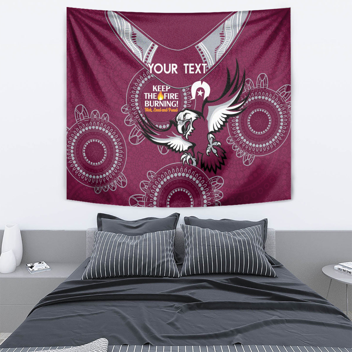 Custom NRL Sea Eagles NAIDOC Week Tapestry Keep The Fire Burning Indigenous Art - Vibe Hoodie Shop