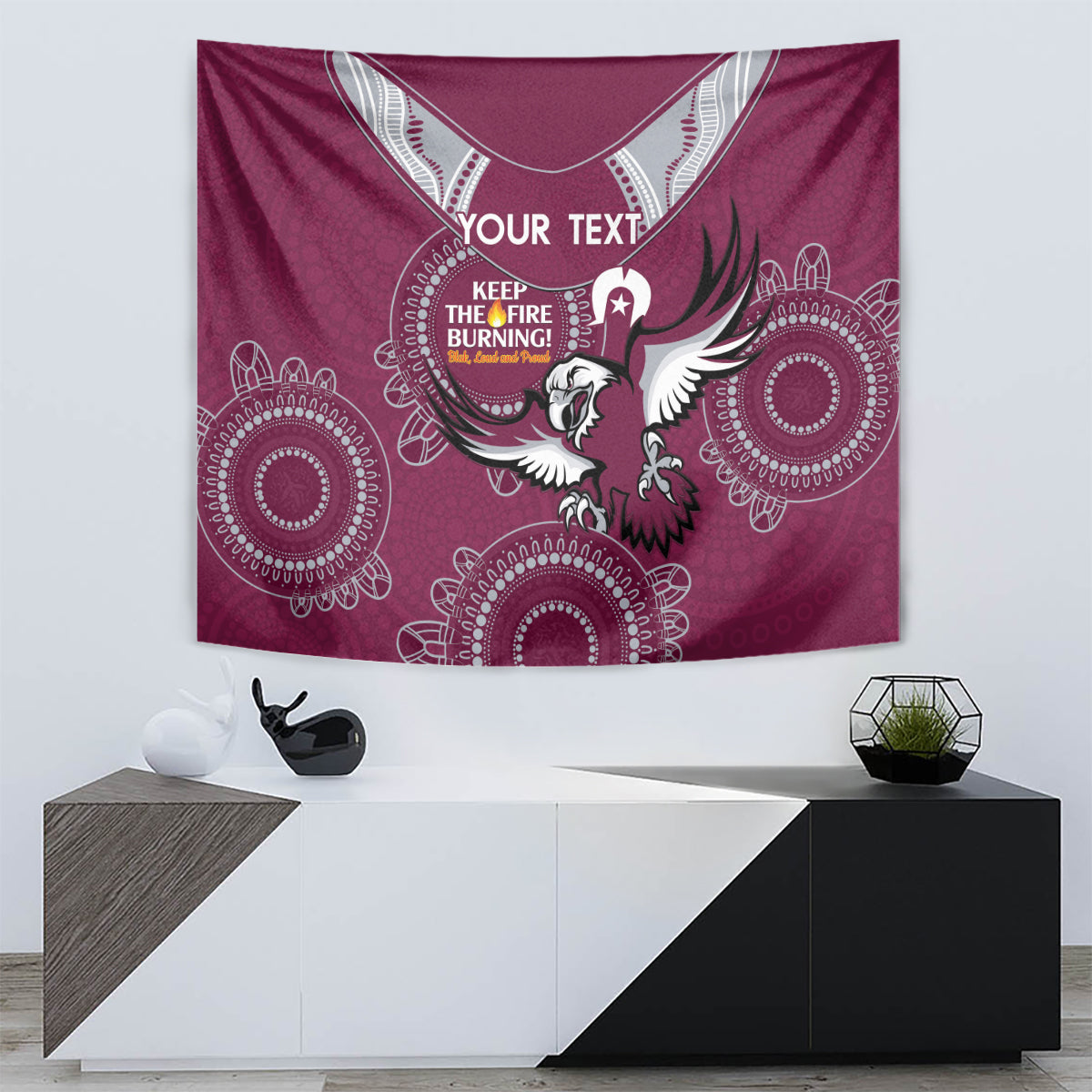 Custom NRL Sea Eagles NAIDOC Week Tapestry Keep The Fire Burning Indigenous Art - Vibe Hoodie Shop