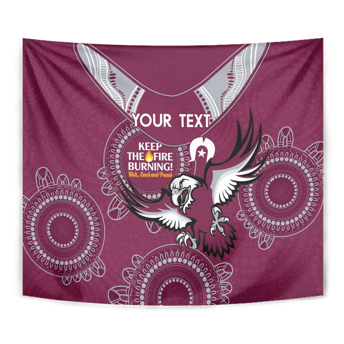 Custom NRL Sea Eagles NAIDOC Week Tapestry Keep The Fire Burning Indigenous Art - Vibe Hoodie Shop