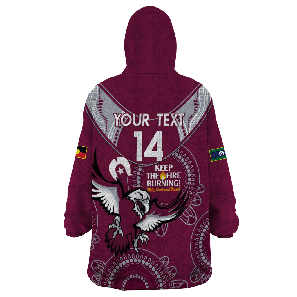 Custom NRL Sea Eagles NAIDOC Week Wearable Blanket Hoodie Keep The Fire Burning Indigenous Art - Vibe Hoodie Shop