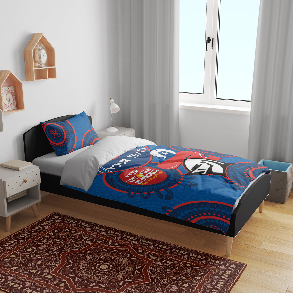 Custom NRL Knights NAIDOC Week Bedding Set Keep The Fire Burning Indigenous Art - Vibe Hoodie Shop