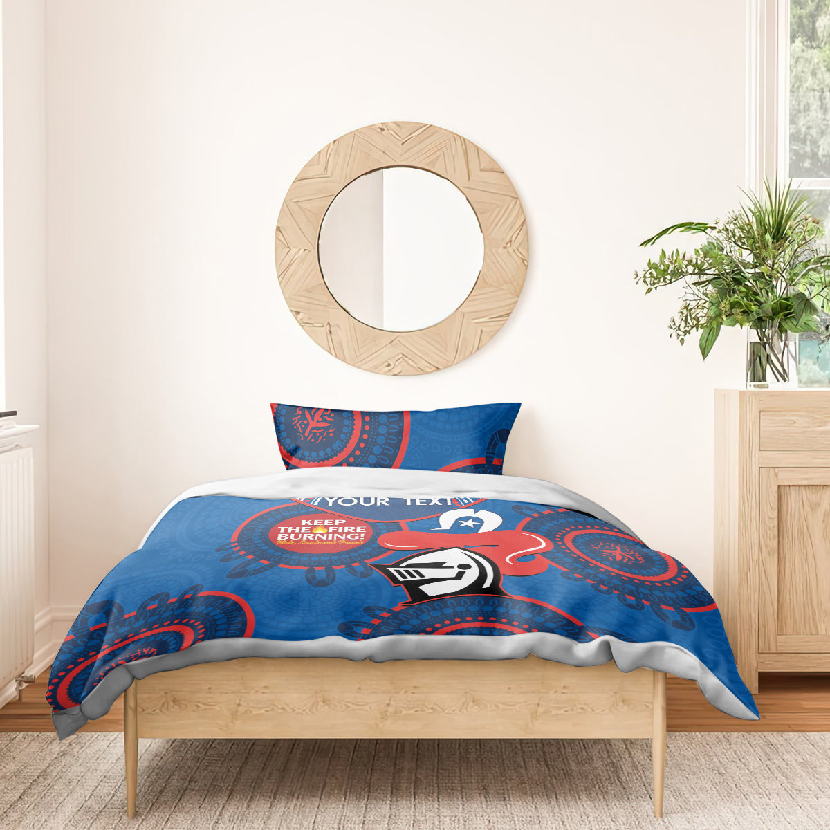 Custom NRL Knights NAIDOC Week Bedding Set Keep The Fire Burning Indigenous Art - Vibe Hoodie Shop