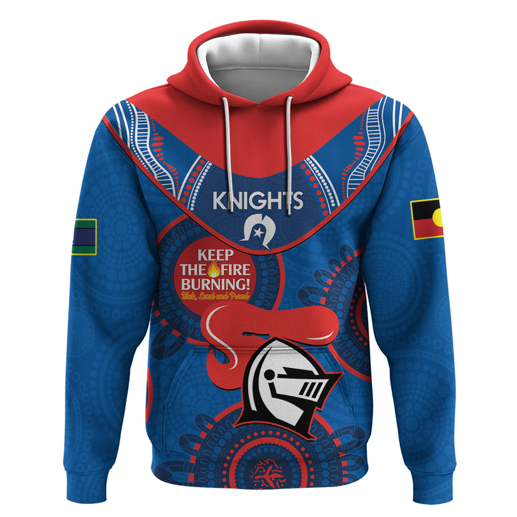 Custom NRL Knights NAIDOC Week Hoodie Keep The Fire Burning Indigenous Art - Vibe Hoodie Shop