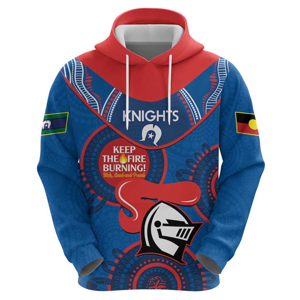 Custom NRL Knights NAIDOC Week Hoodie Keep The Fire Burning Indigenous Art - Vibe Hoodie Shop