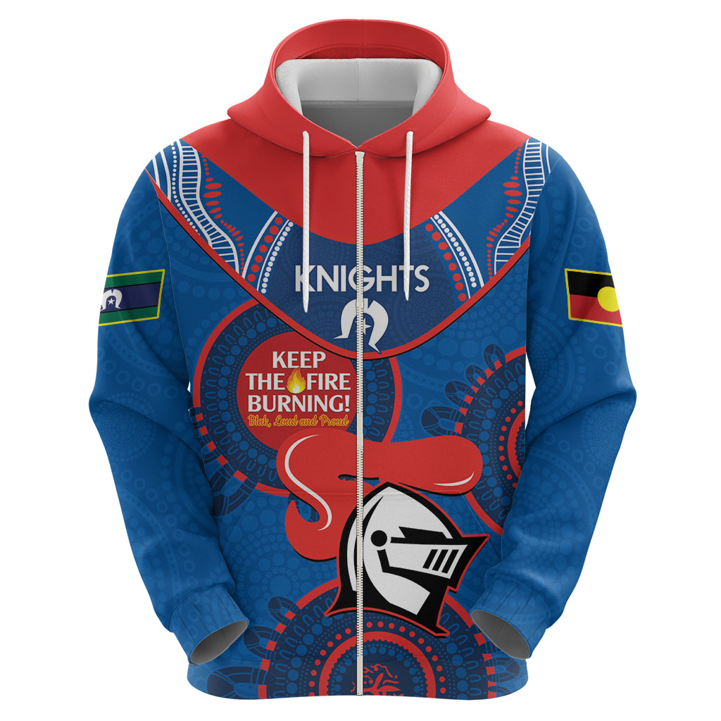 Custom NRL Knights NAIDOC Week Hoodie Keep The Fire Burning Indigenous Art - Vibe Hoodie Shop
