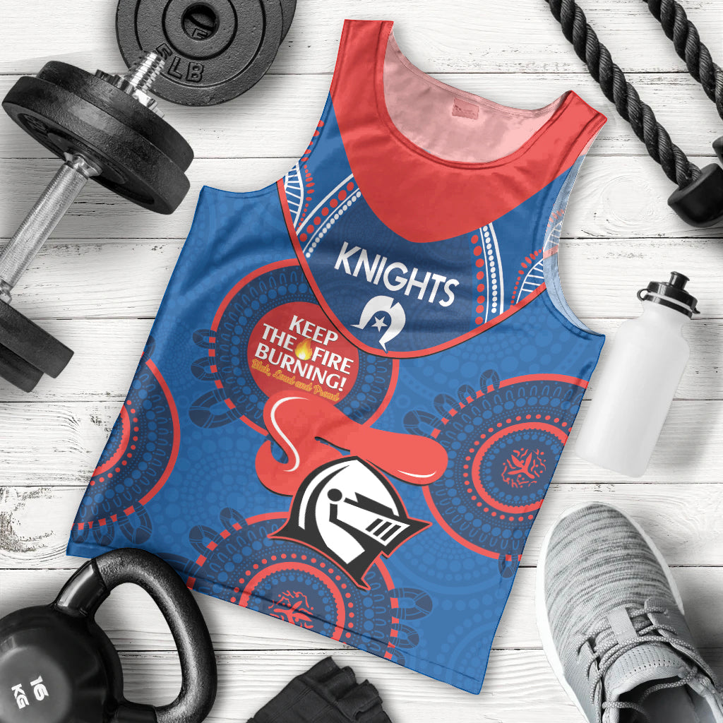 Custom NRL Knights NAIDOC Week Men Tank Top Keep The Fire Burning Indigenous Art - Vibe Hoodie Shop
