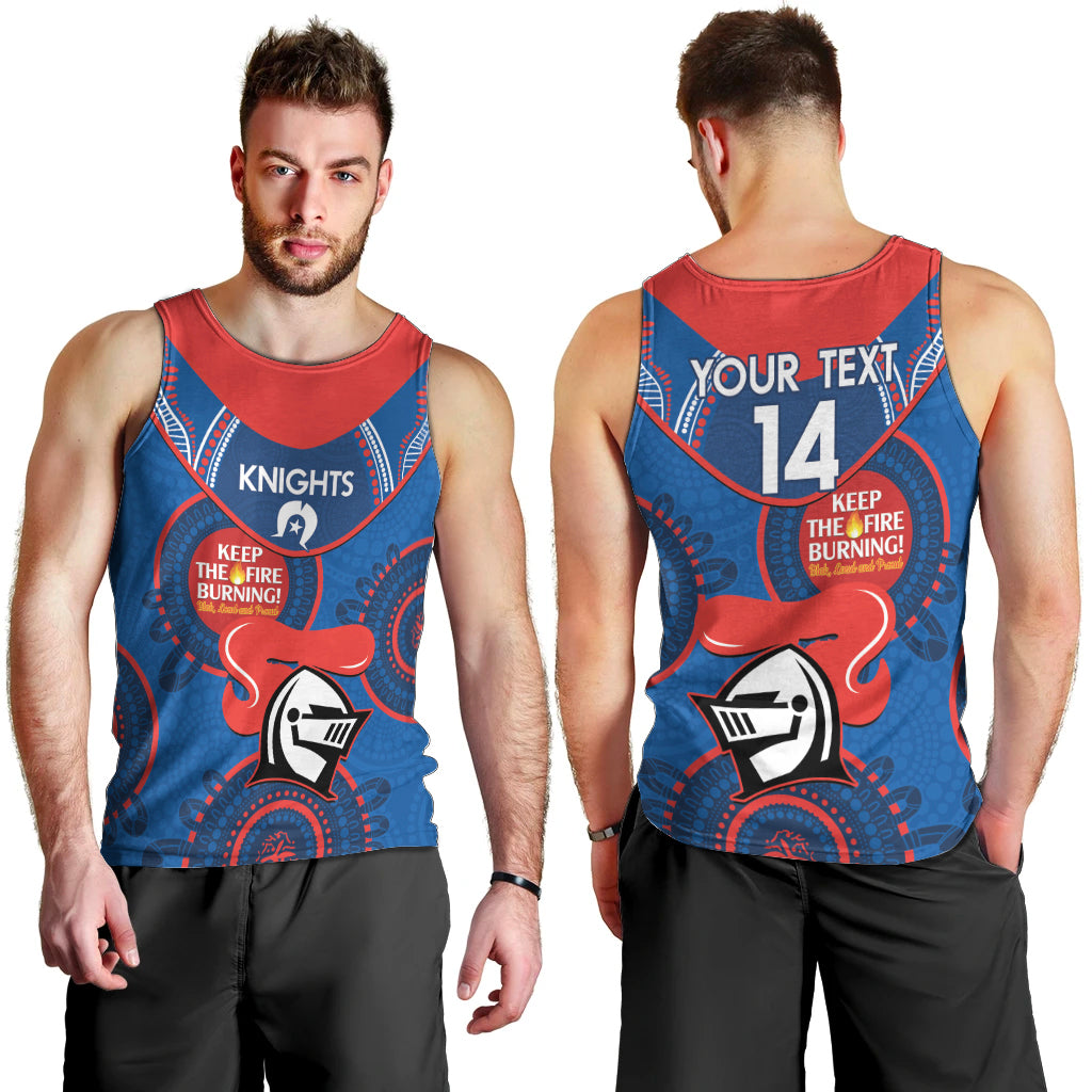 Custom NRL Knights NAIDOC Week Men Tank Top Keep The Fire Burning Indigenous Art - Vibe Hoodie Shop