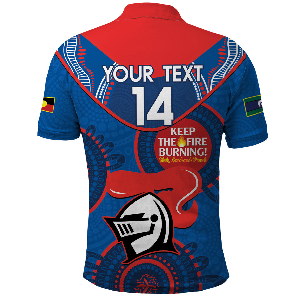 Custom NRL Knights NAIDOC Week Polo Shirt Keep The Fire Burning Indigenous Art - Vibe Hoodie Shop