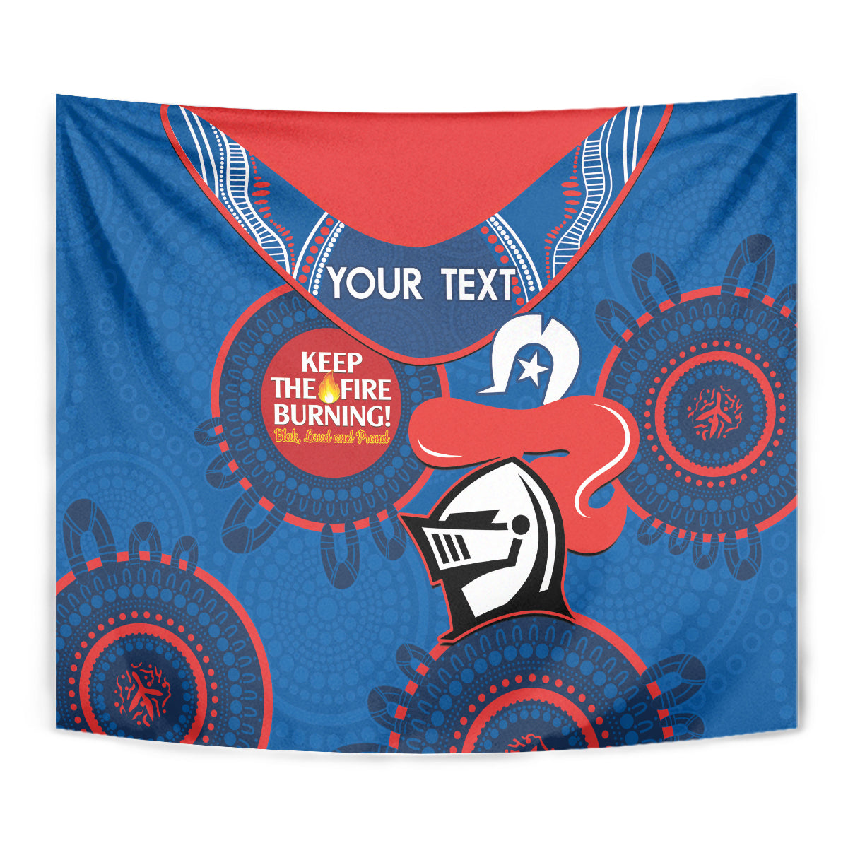 Custom NRL Knights NAIDOC Week Tapestry Keep The Fire Burning Indigenous Art - Vibe Hoodie Shop