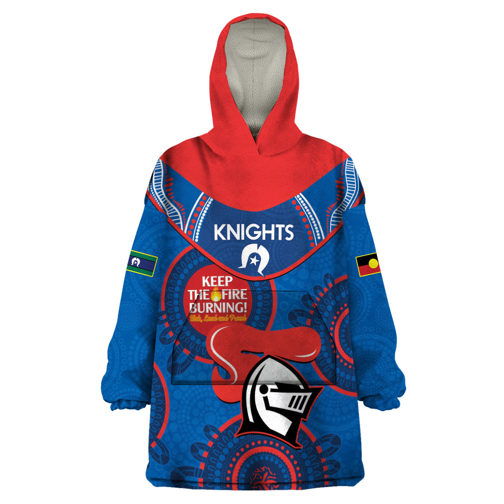 Custom NRL Knights NAIDOC Week Wearable Blanket Hoodie Keep The Fire Burning Indigenous Art - Vibe Hoodie Shop