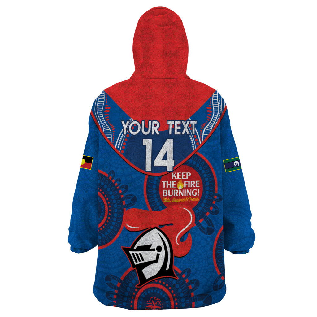 Custom NRL Knights NAIDOC Week Wearable Blanket Hoodie Keep The Fire Burning Indigenous Art - Vibe Hoodie Shop