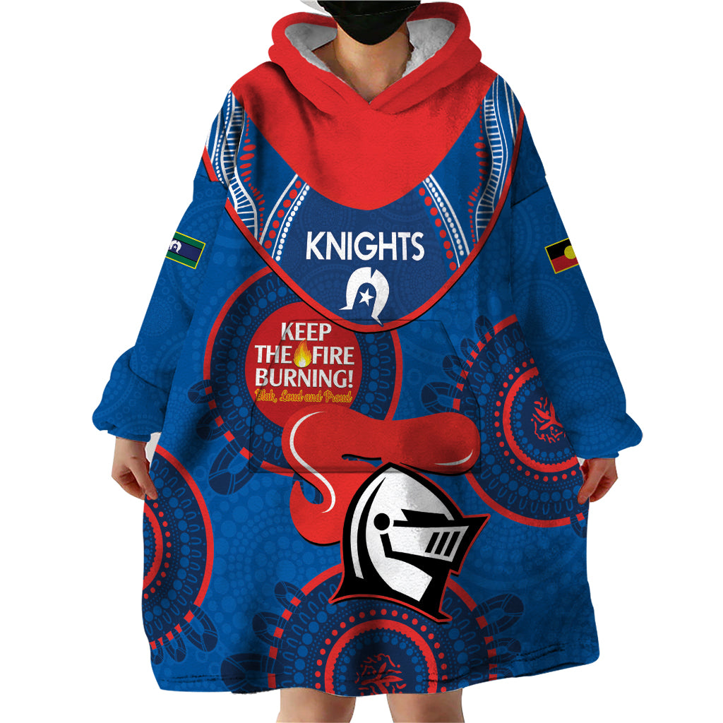 Custom NRL Knights NAIDOC Week Wearable Blanket Hoodie Keep The Fire Burning Indigenous Art - Vibe Hoodie Shop