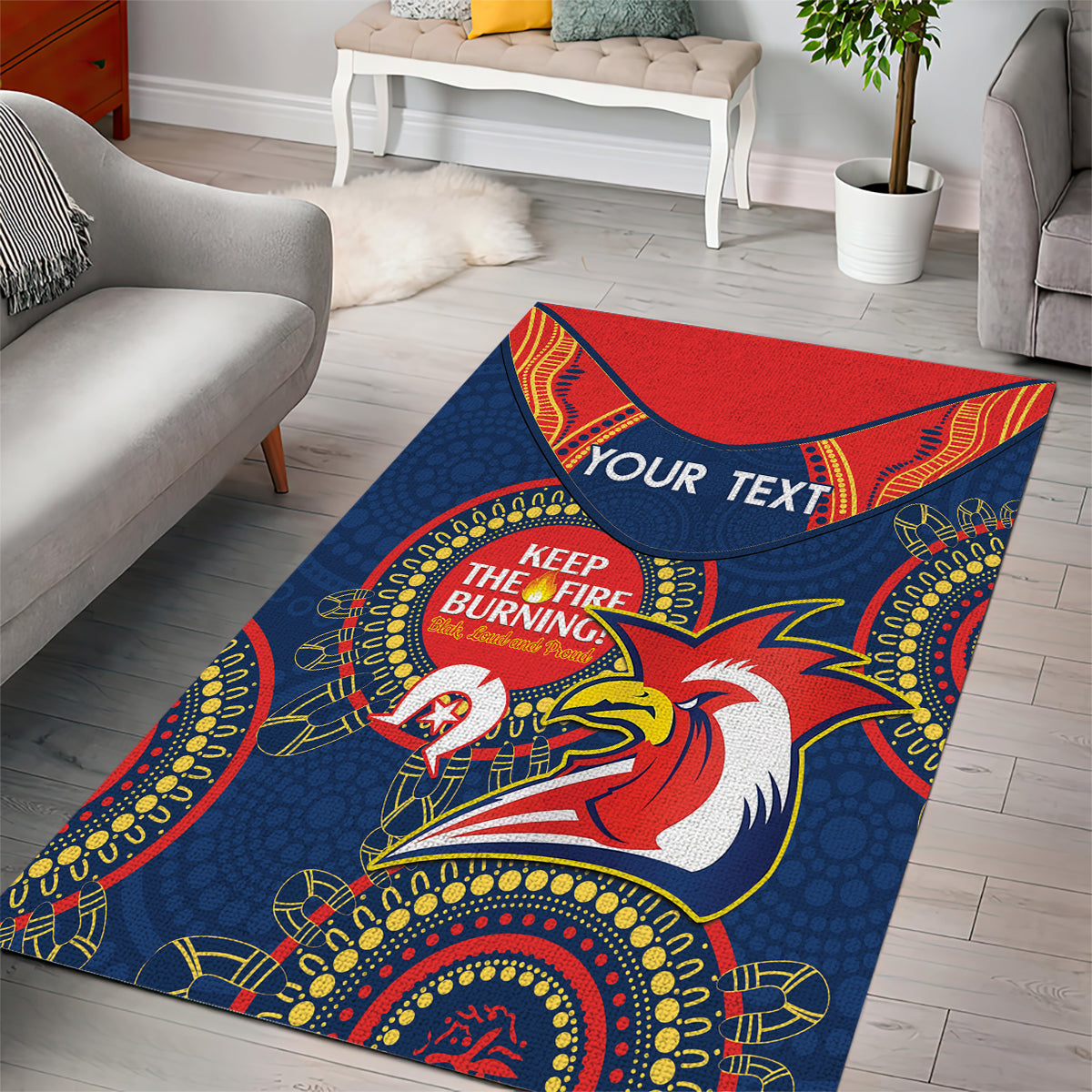 Custom NRL Roosters NAIDOC Week Area Rug Keep The Fire Burning Indigenous Art - Vibe Hoodie Shop