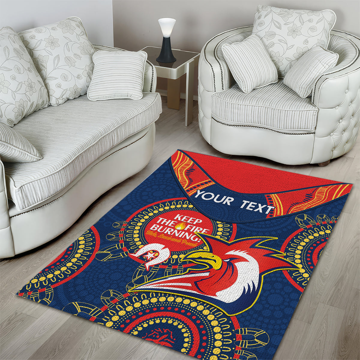 Custom NRL Roosters NAIDOC Week Area Rug Keep The Fire Burning Indigenous Art - Vibe Hoodie Shop