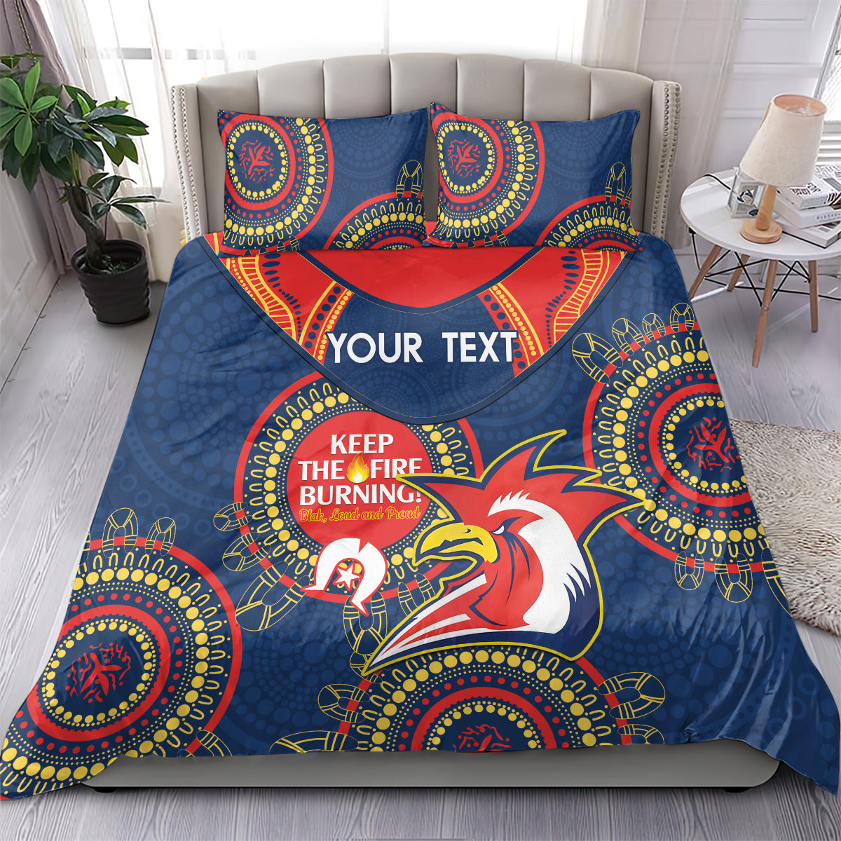 Custom NRL Roosters NAIDOC Week Bedding Set Keep The Fire Burning Indigenous Art - Vibe Hoodie Shop