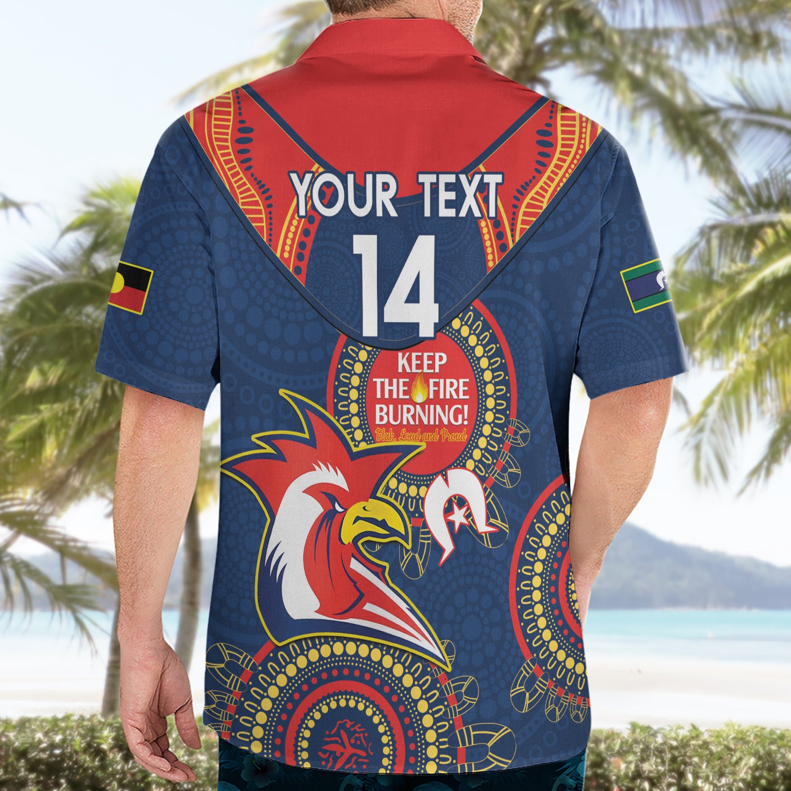 Custom NRL Roosters NAIDOC Week Hawaiian Shirt Keep The Fire Burning Indigenous Art - Vibe Hoodie Shop