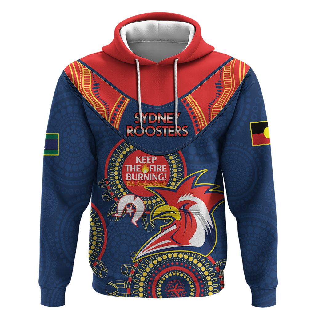 Custom NRL Roosters NAIDOC Week Hoodie Keep The Fire Burning Indigenous Art - Vibe Hoodie Shop