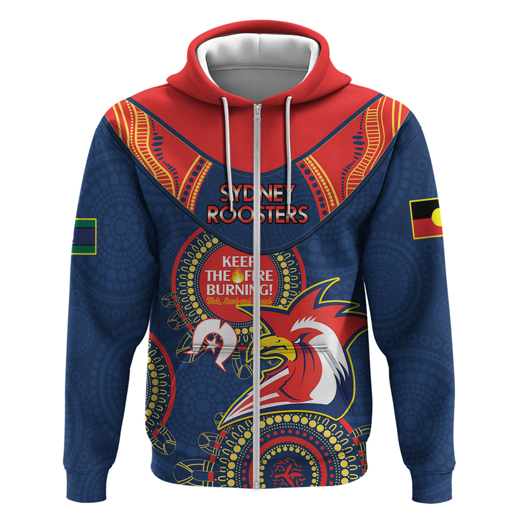 Custom NRL Roosters NAIDOC Week Hoodie Keep The Fire Burning Indigenous Art - Vibe Hoodie Shop