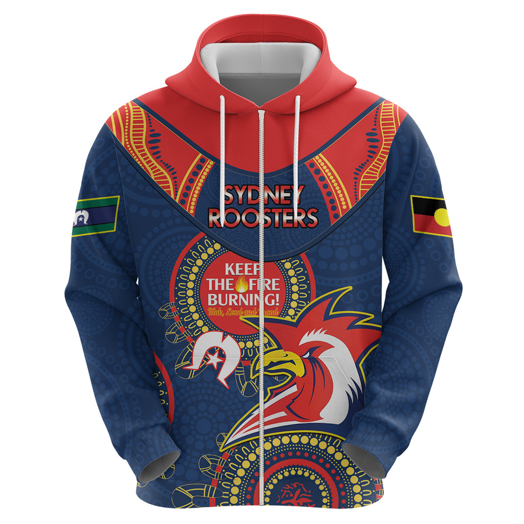 Custom NRL Roosters NAIDOC Week Hoodie Keep The Fire Burning Indigenous Art - Vibe Hoodie Shop