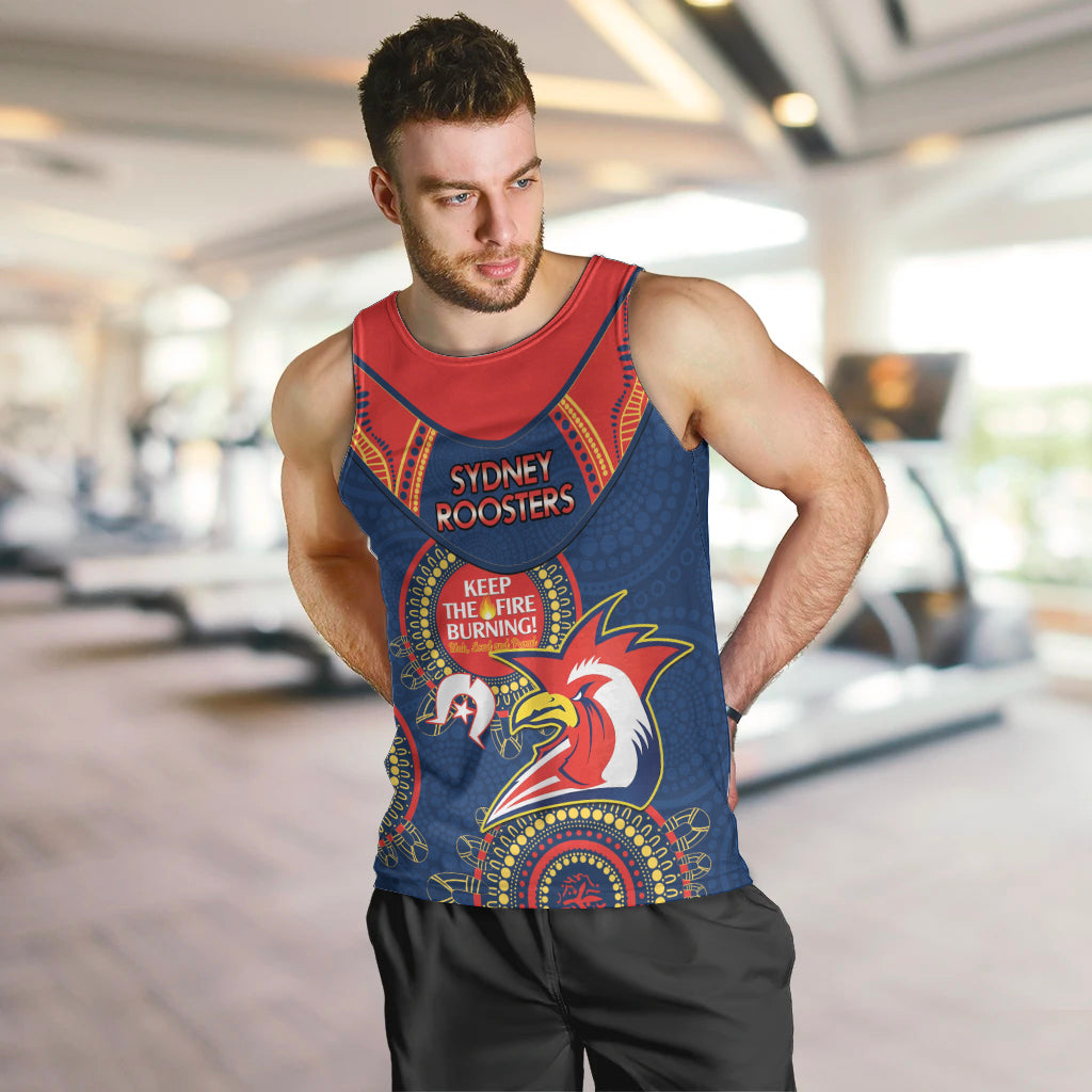 Custom NRL Roosters NAIDOC Week Men Tank Top Keep The Fire Burning Indigenous Art - Vibe Hoodie Shop
