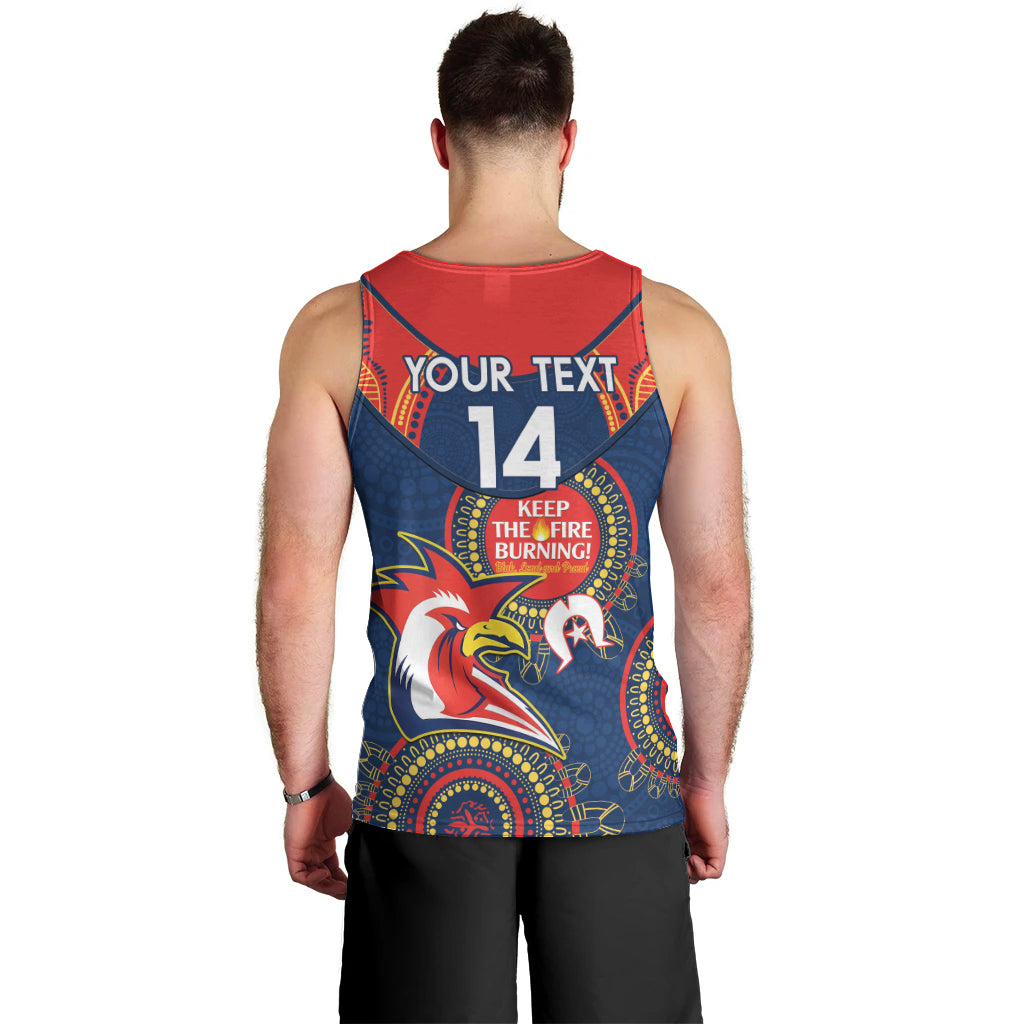 Custom NRL Roosters NAIDOC Week Men Tank Top Keep The Fire Burning Indigenous Art - Vibe Hoodie Shop