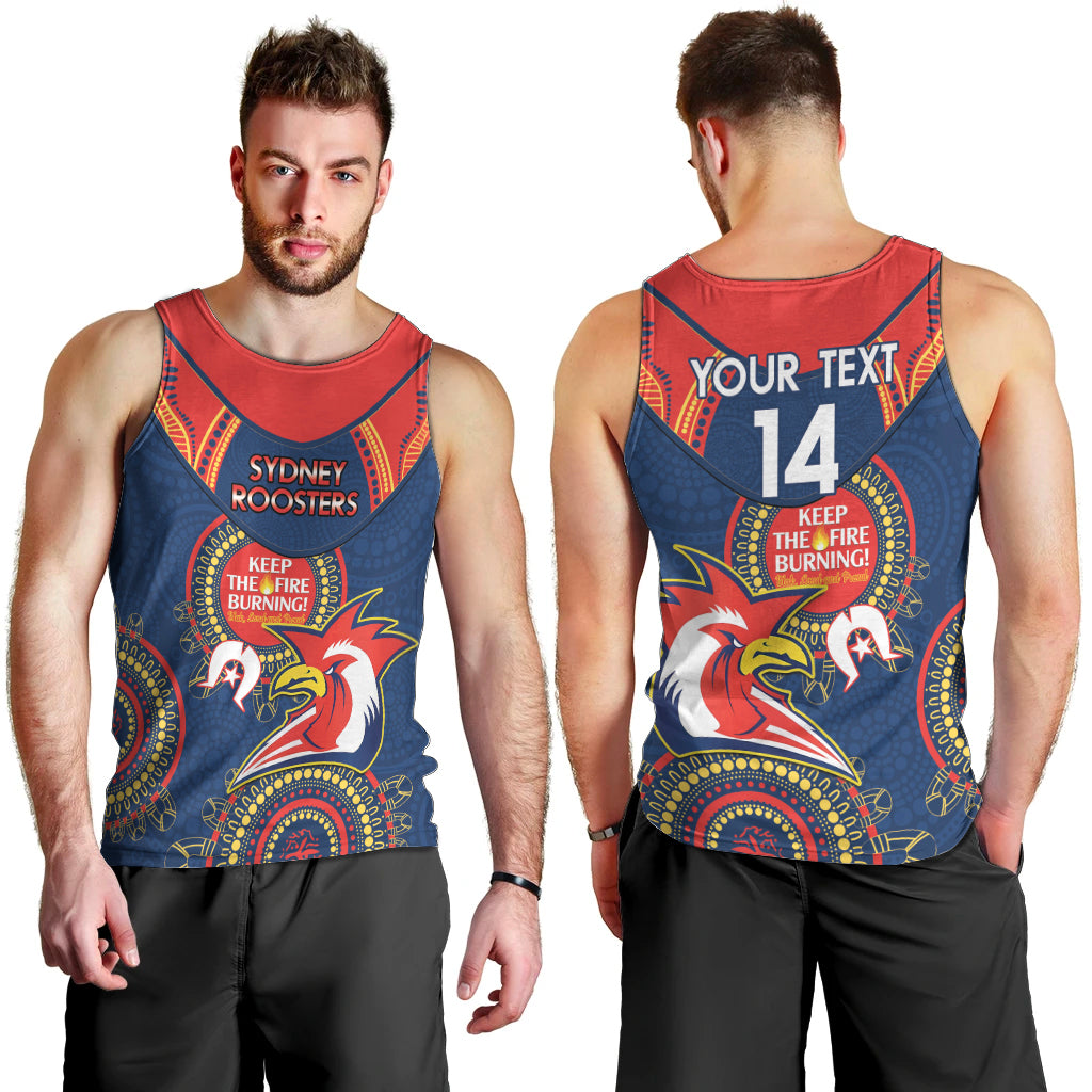 Custom NRL Roosters NAIDOC Week Men Tank Top Keep The Fire Burning Indigenous Art - Vibe Hoodie Shop