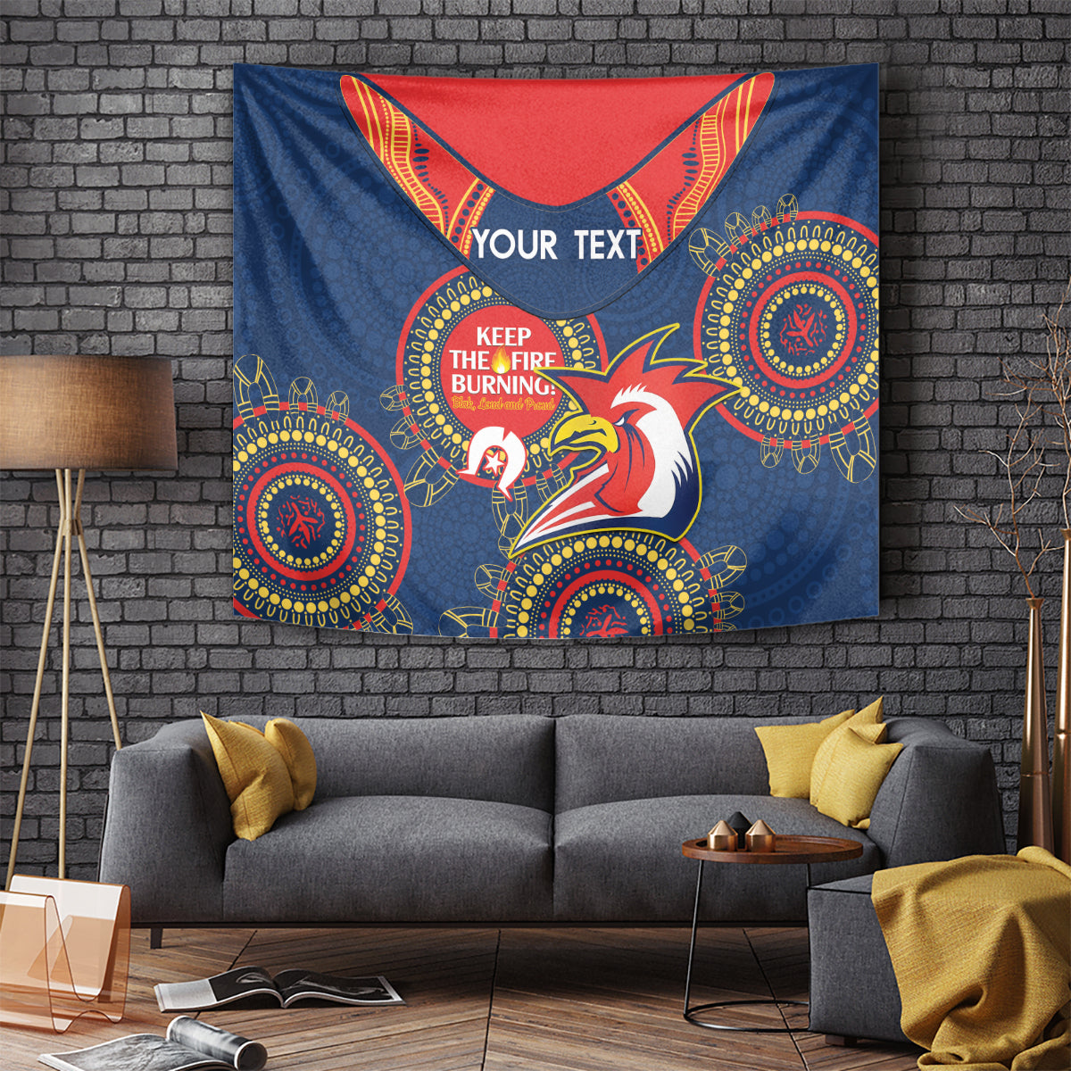 Custom NRL Roosters NAIDOC Week Tapestry Keep The Fire Burning Indigenous Art - Vibe Hoodie Shop