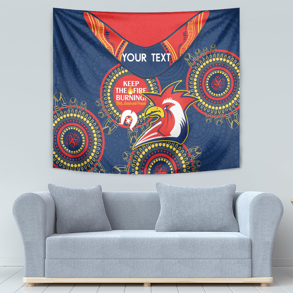 Custom NRL Roosters NAIDOC Week Tapestry Keep The Fire Burning Indigenous Art - Vibe Hoodie Shop